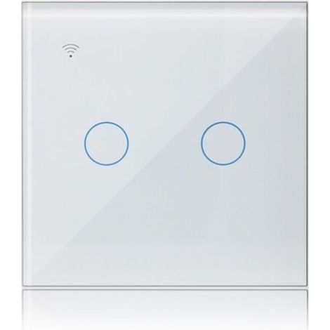 2-fach 1-Wege Smart-Touch-Schalter, kompatibel mit Alexa und Tuya Smart Life App-gesteuerter Wandlichtschalter - Crezuo (1/4)