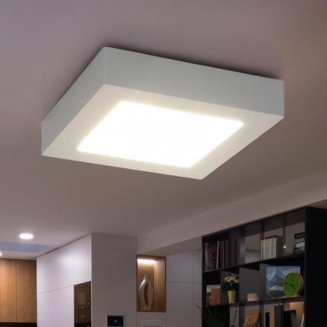 Plafonnier blanc à panneau de montage en saillie, panneau de plafond carré, LED 18W 1600Lm blanc chaud, LxlxH 22,7x22,7x3,5 (1/5)