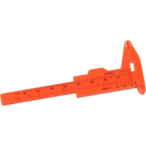 Pied à coulisse numérique en plastique 80 mm pour bijoux – Conversion pouce MM Jauge légère Petites pièces DIY Loisirs créatifs Orange (rouge) (1/5)
