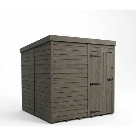 7ft x 10ft Composite Pent Garden Shed Single Door No Windows - Composite - L213 x W305 x H210 cm - Grey