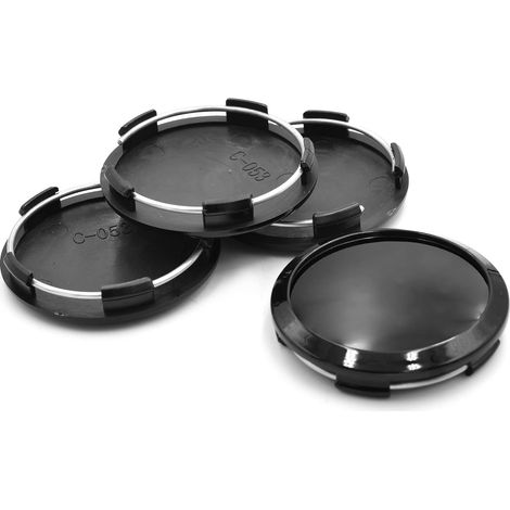 Lot de 4 cache-moyeux noirs brillants OD 64 mm  ABS, OD 64 mm, ID 60 mm, robuste et résistant aux UV, enjoliveurs argentés adaptés pour roue, enjoliveurs (1/5)