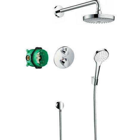 Hansgrohe Croma Select S - Brausegarnitur 180 mit Thermostat Ecostat S, 2 Strahlarten, Chrom 27295000 (1/2)