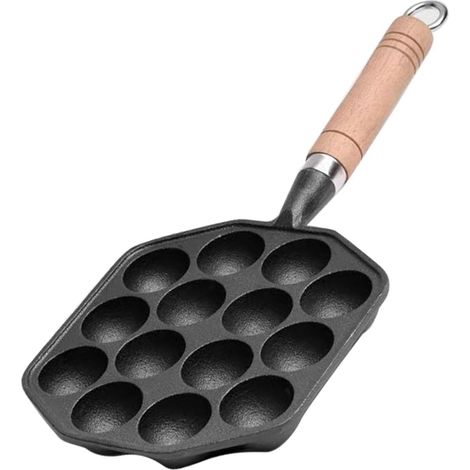 1 Poêle À Takoyaki, 14 Trous, Fonte Antiadhésive, Poignée Amovible, Pour Cuisine Domestique (1/5)