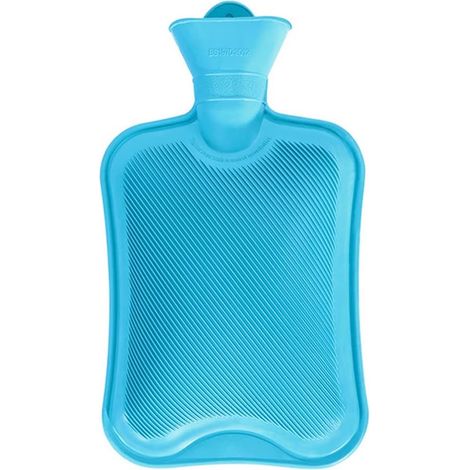 Wärmflasche ohne Bezug 1.8L großer Öffnung Sichere und Haltbare Naturkautschuk Bettflasche für Kinder und Erwachsene Geschenke für Frauen,Flüssigkeitsfrei (Blau) (1/5)