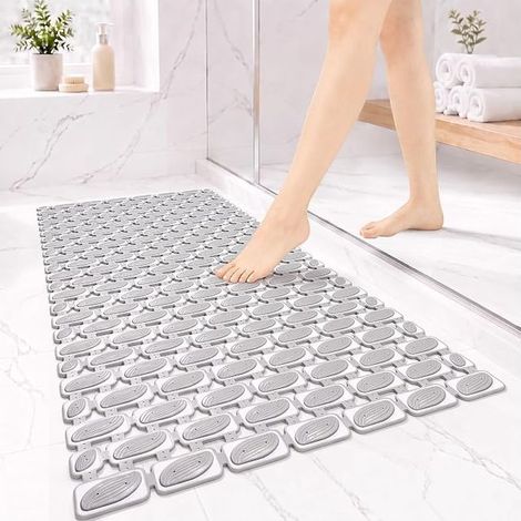 Non-slip, mold-resistant shower mat, 90 x 40 cm, with suction cups and drainage holes, can be cut to size for shower, bathtub and shower tray, machine washable (1/3)