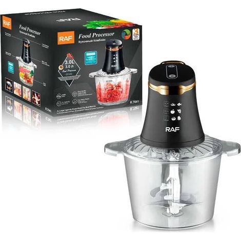 Hachoir électrique 3 L, 800 W, 4 lames en acier inoxydable, bol transparent, 3 L (1/5)