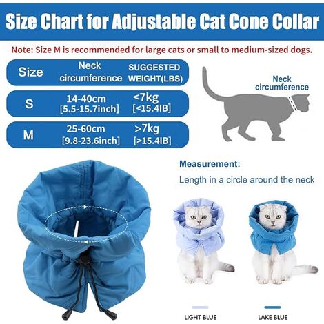 Collier de Récupération Chat, Doux Ajustable Collier de Récupération Chat pour ChatsChaton Empêche de Lécher Les Plaies (Bleu Clair, S) Élisabéthain pour chats, anti-morsure pour chats, pour chaton, (1/4)