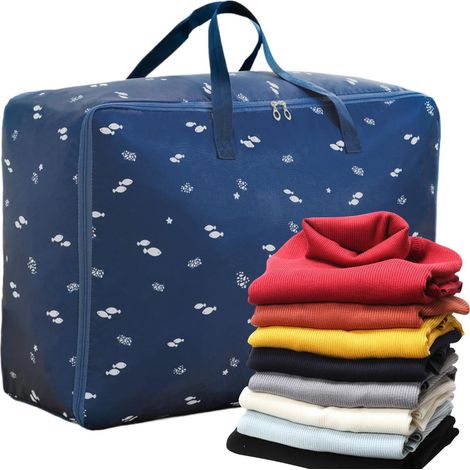 Sac rangement literie zippé pliable, gain de place, pour vêtements/couvertures/coussins, chambre/voyage