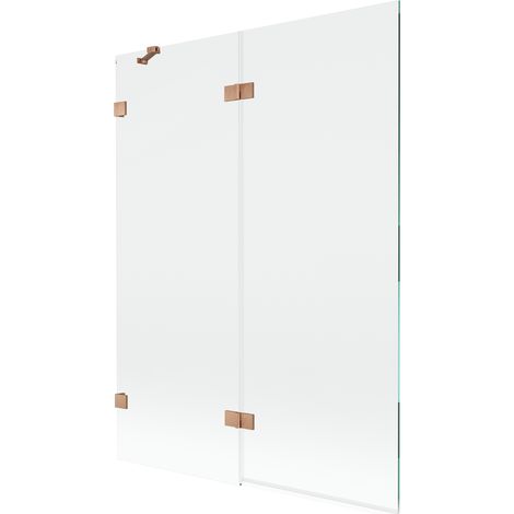 Paroi de baignoire pliante gauche Mexen Lunar 2 volets 130 x 150 cm, transparent, cuivre brossé - 897-130-100-65-00-L (1/5)