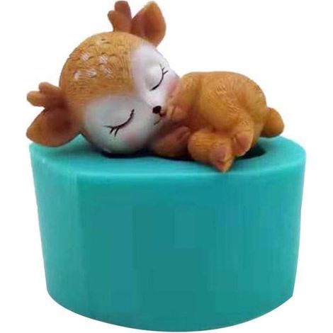Moule en silicone cerf 3D stéréoscopique animal coulée moule en silicone bac à glace en silicone moule à bonbons au chocolat pour bricolage artisanat décoration de gâteau gelée au chocolat et bonbons (1/5)