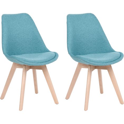 Conjunto de 2 sillas de comedor tapizado de tela patas de madera maciza azul oscuro Dakota II (1/5)