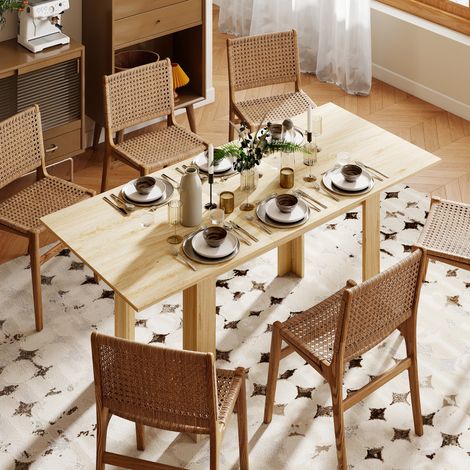 Tavolo da pranzo allungabile, tavolo da cucina rettangolare, per 6-8 persone, 140-180 x 80 cm, effetto legno naturale