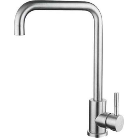 Küchenarmatur aus gebürstetem Edelstahl 304, Einhebel-Küchenmischer, 360° schwenkbar, für Warm- und Kaltwasser (1/4)