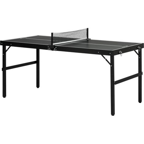 Table de ping-pong pliante avec cadre en aluminium et filet pour une utilisation intérieure et extérieure 152 x 76 x 72 cm Noir (1/5)