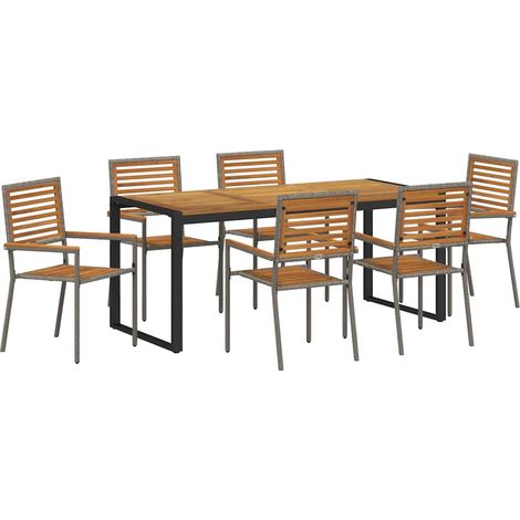 Maison Exclusive - Garten Essgruppe 7 pcs Grau und Braun Poly-Rat