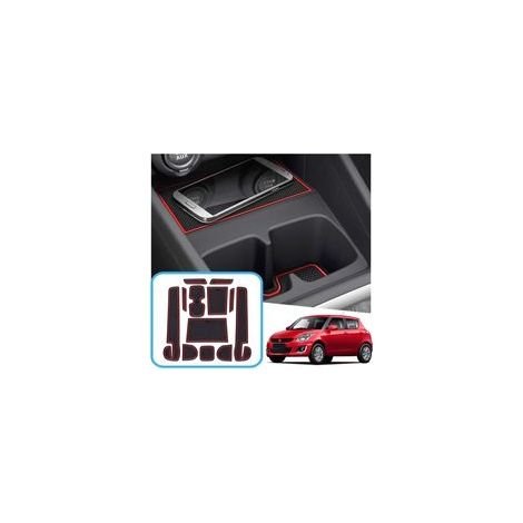 Suzuki Swift/Sport/Hybrid 2017-2021 2022 Tapis antidérapants, tapis en caoutchouc Suzuki Swift pour accoudoir de console centrale, porte-gobelet, joint de porte (rouge) (1/5)
