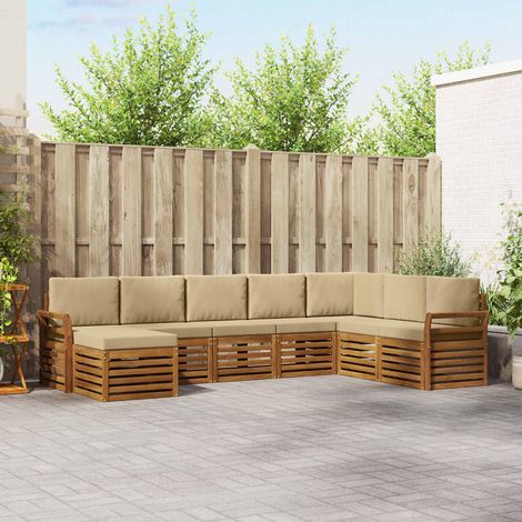 vidaXL Outdoor-Sofagarnitur 8 pcs Natur und Beige Massivholz Akazie (1/5)