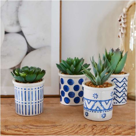 Piantina grassa artidiciale in vasetto di ceramica (1/2)