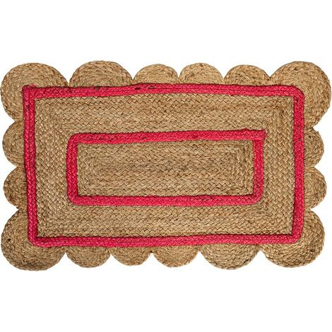 Paillasson en Jute 70 x 45 cm. Tapis de Porte au Design Moderne pour Intérieur ou Extérieur. Rose (1/5)