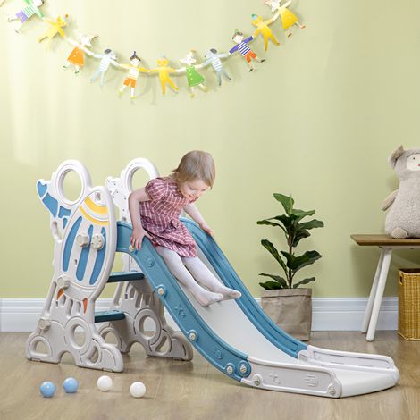 Kinderrutsche für Kinder von 18 bis 36 Monaten mit 3 rutschfesten Stufen für drinnen und draußen, 157 x 46,5 x 80 cm, Grau