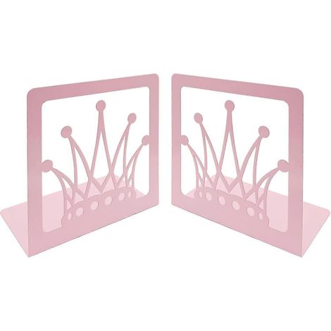 Serre-livres en métal avec couronne rose Serre-livres décoratifs pour étagères style princesse carnet/organiseur de CD Idéal pour la rentrée scolaire (1/4)
