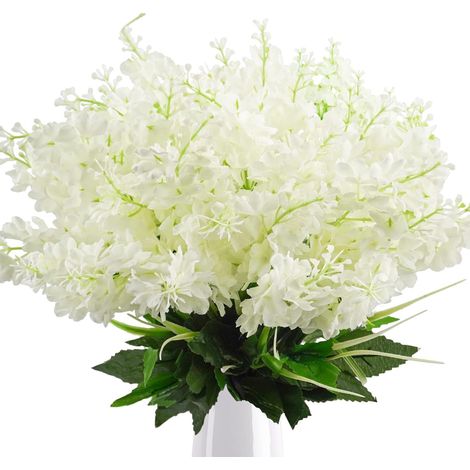 Fleurs Artificielles En Soie Résistantes Aux Uv Lot De 6 Décoration De Jardin Intérieur Extérieur Mariage Blanc Élégant