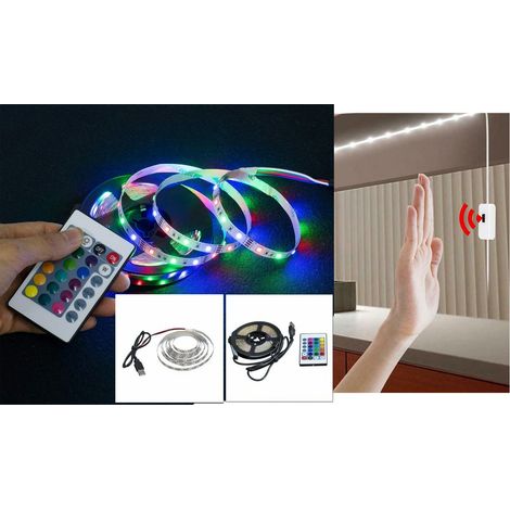 Striscia LED con Sensore Movimento 3M RGB Adesiva Luce Notturna Automatica B0453 (1/5)