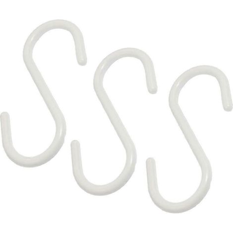 Lot de 3 crochets de suspension en plastique blanc en forme de S pour foulards et vêtements (1/3)