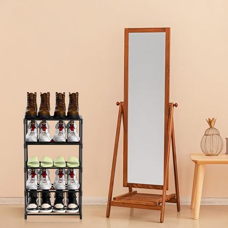 Étagère à Chaussures 5 Niveaux, Empilable Meuble Chaussure en Métal, Meuble de Rangement Chaussure, Porte Chaussures pour Entrée, Salon, Chambre, Dressing, Couloir (Noir) (1/2)