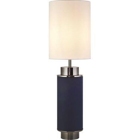 Lampe de table tissu métal E27 D : 22 cm ronde 72 cm bleu blanc nickel lampe de table moderne