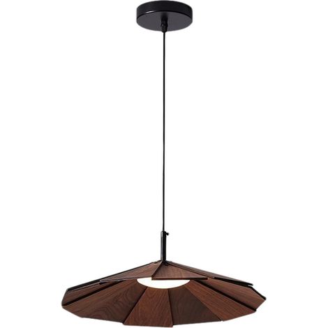 Lustre Moderne en Bois Marron, Suspension Luminaire à Montage Manuel pour Salon, Salle à Manger, Cuisine
