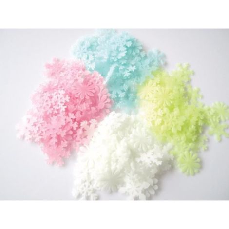 50pcs Autocollant flocon de neige, phosphorescent, plastique 3cm, décoration chambre enfant (1/4)