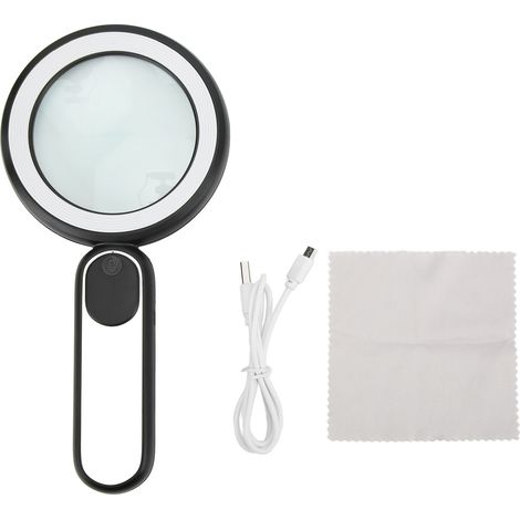 Lente d'ingrandimento a LED regolabile Aolidsive, con lente in vetro ottico e ingrandimento 10x, design ergonomico e 4 livelli di luminosità, ideale per casa, scuola e ufficio.