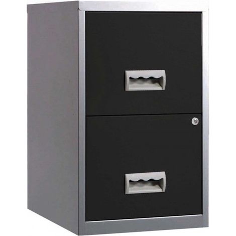 Pierre Henry 2 Drawer Maxi Tall Filing Cabinet - Silver/Black (1/4)
