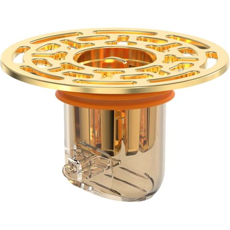 Tapón de desagüe antirretorno: tapón desodorizante de 7,2 cm para desagües de suelo de baño/cocina, evita fugas de gases de alcantarillado (instalación sin herramientas, color dorado). (1/4)