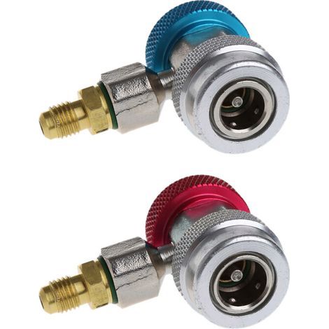 Convient pour un ensemble de 2 adaptateurs de connexion rapide haute/basse vitesse pour la climatisation automobile, avec manomètre réglable, pour le réfrigérant R134A. (1/3)