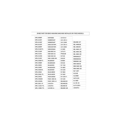 Cerniera - Lavatrice - BEKO - 224620