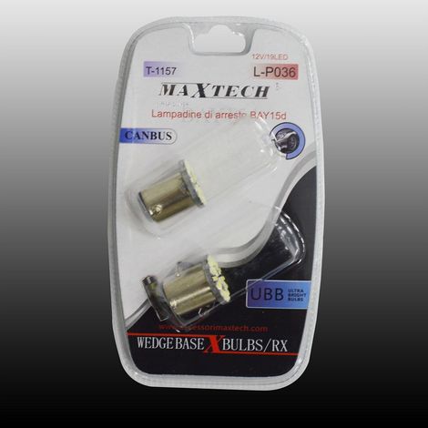TRADE SHOP - Lampadine Di Arresto Bay15d 12v 19led Luce Fredda Ultra Luminose Maxtech L-p036 -