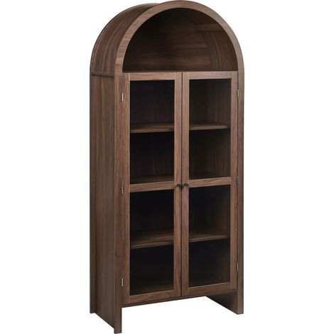 Vitrina decorativa con estantes de aglomerado armario expositor con frentes de vidrio marrón oscuro Glenwood