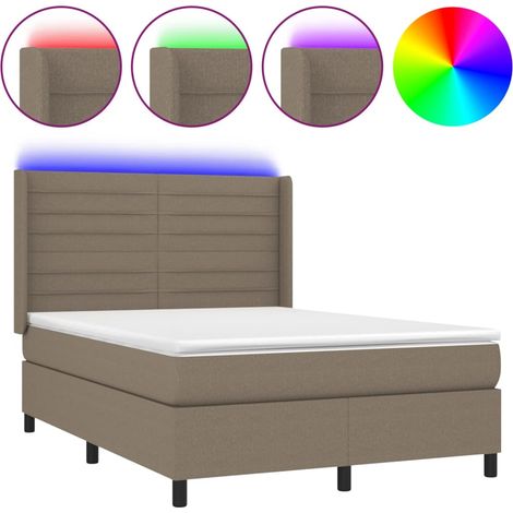 Maison Exclusive - Sommier à lattes de lit matelas et LED Taupe 140x190 cm Tissu (1/5)