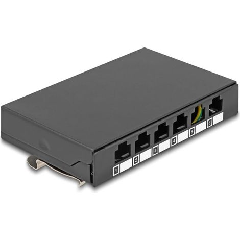 DELOCK BOÎTIER VIDE 6 PORTS POUR MODULES RJ KEYSTONE NOIR - POUR MONTAGE SUR TABLE 90628