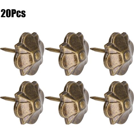 Lot de 20 clous décoratifs vintage épais à motif trèfle à 4 feuilles pour canapé, 20 x 22 mm (1/5)