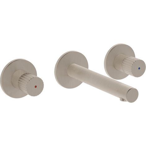 Grifo de lavabo empotrado con 3 rosáceas, acabado en níquel cepillado VitrA A4258234