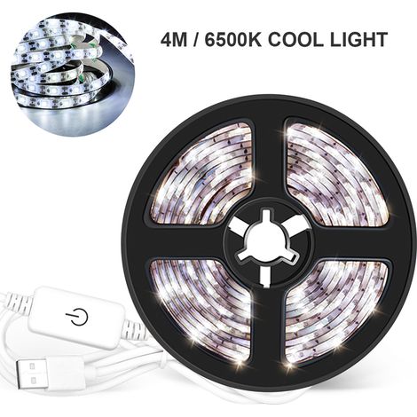 Bandeau lumineux LED USB 4m 240 LEDs réglable tactile pour TV ordinateur bureau déco intérieur cuisine éclairage ruban (1/2)