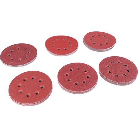 60 Stück Schleifscheiben 5 Zoll 8 Löcher 6 Sorten Schleifpapier Klettverschluss Rundes Schleifpapier zum Polieren (1/5)
