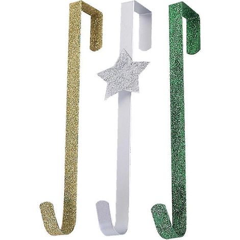 Gancho metálico para corona navideña, ideal para colgar sobre la puerta. (1/5)