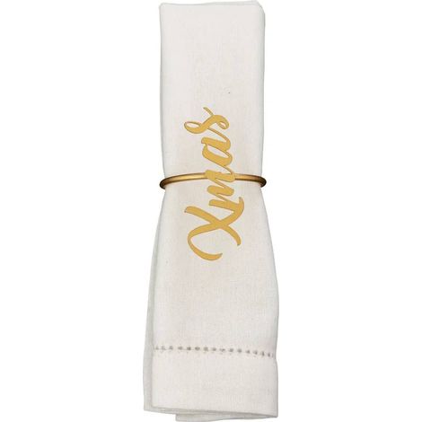Lot de 2 Ronds de Serviette "Christmas" 6cm Or