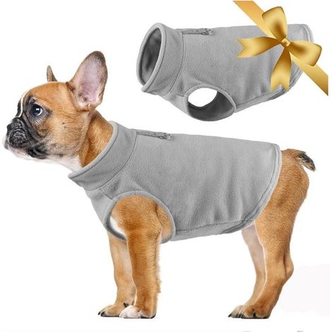 Jersey de lana elástica para perros，jersey para perros pequeños y medianos，abrigo de invierno para interiores y exteriores，gris (L) (1/5)