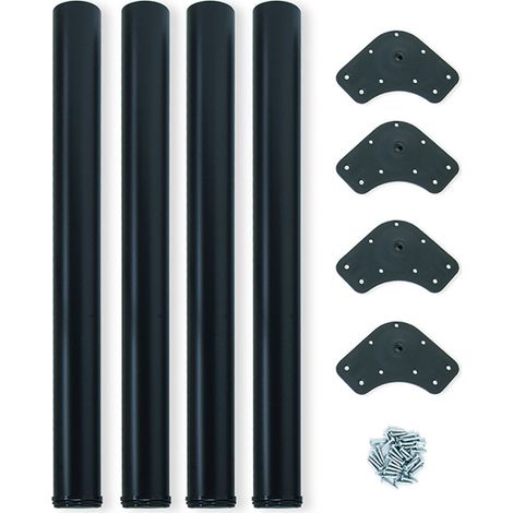 Emuca – Pieds de table réglables 2034214 – Lot de 4 – Acier peint noir – Hauteur réglable 830-850mm – Diamètre 60mm – Capacité 50kg par pied
