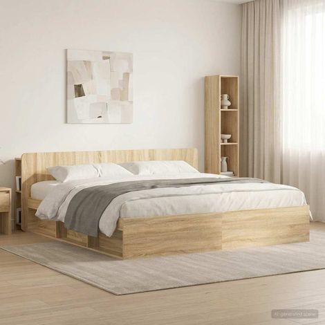 vidaXL Cabecero con armario Roble Sonoma Madera de Ingeniería (1/5)